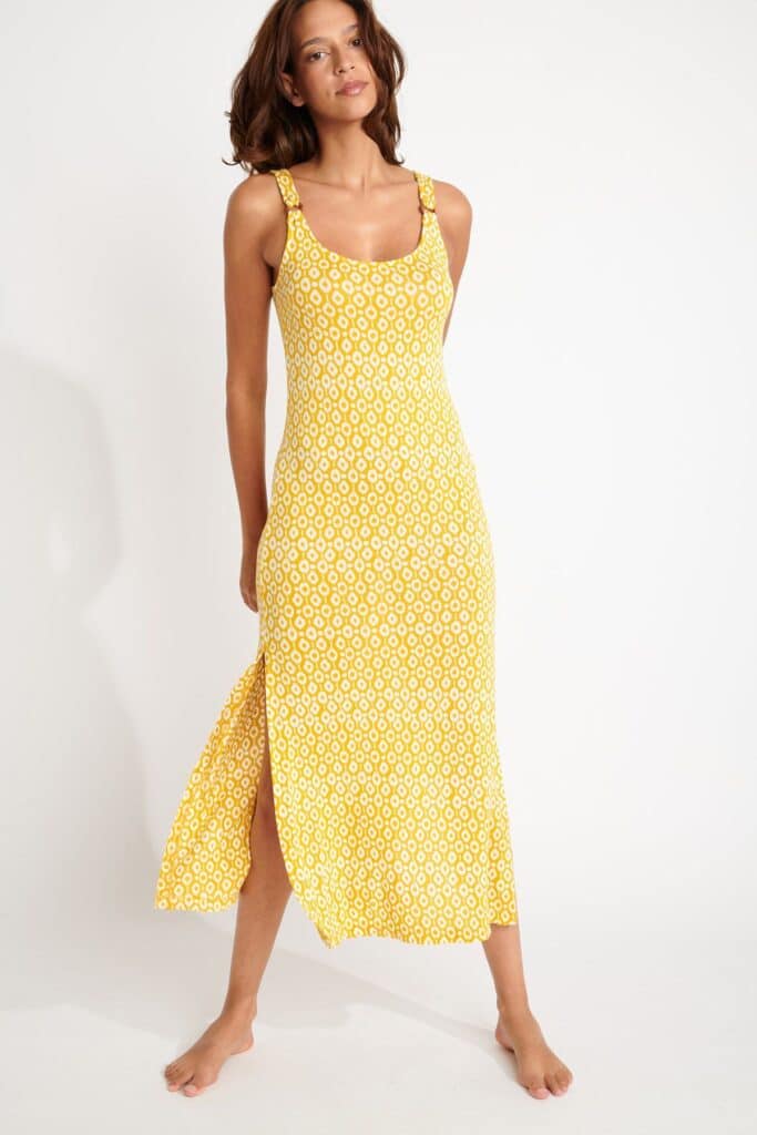 Robe longue jaune AMIVA STAYCATIO