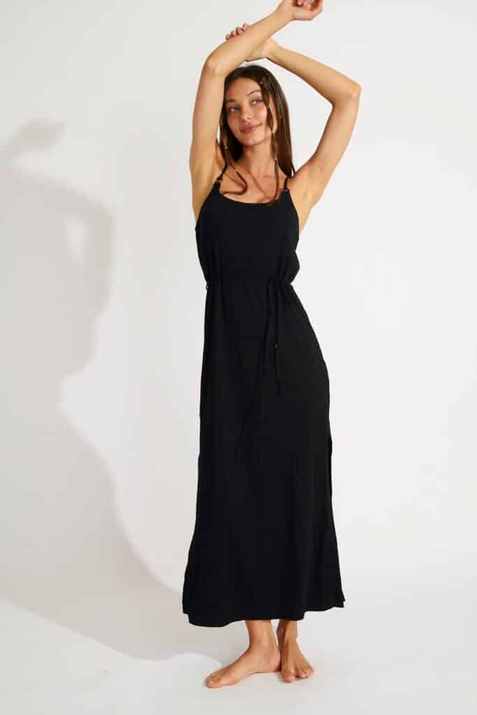 Robe longue YAQUINA AMARIA noire Banana Moon
