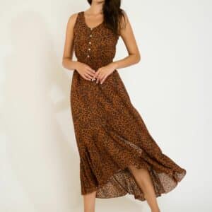 Robe boutonnée imprimé léopard TARA SEREVOIL