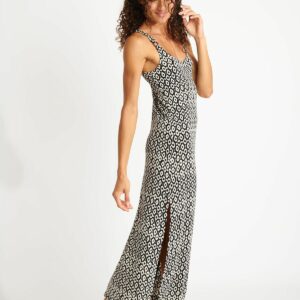 Robe Banana Moon AMIVA STAYCATIO - Robe longue imprimée noir et blanc