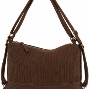 Sac 2 en 1 bandoulière et sac à dos marron côtelé-Velido/Le Voyage en Panier